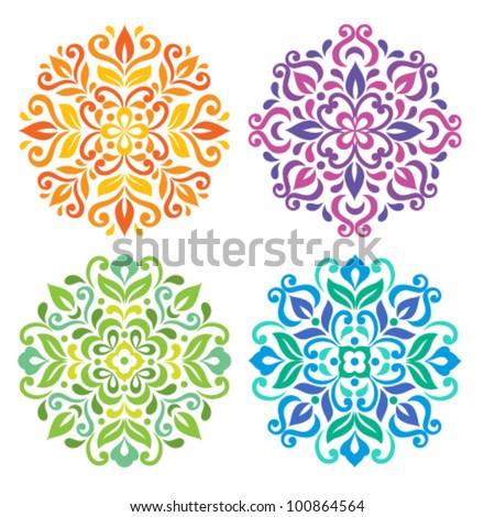 Imagine de stoc: Set Of Four Colorful Floral Patterns