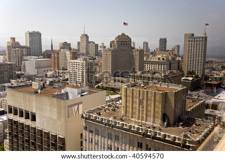 Stockfoto: Skyline Of San Francisco Seen From A Sky Scraper With Blue Sky