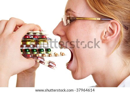 Stock fotó: Woman Doctor With Pills In Hand Female Doctor Holding Many Pil