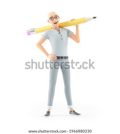 3d Man Holding Pencil On Shoulder Concept [[stock_photo]] © 3dmask