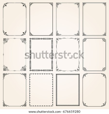 Decorative Calligraphic Frames In Vintage Style On A Chalkboard Background Foto stock © Digiselector