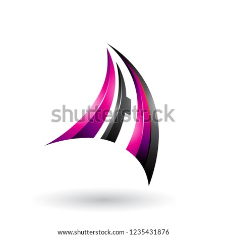 Сток-фото: Magenta And Black 3d Dynamic Flying Letter A Vector Illustration