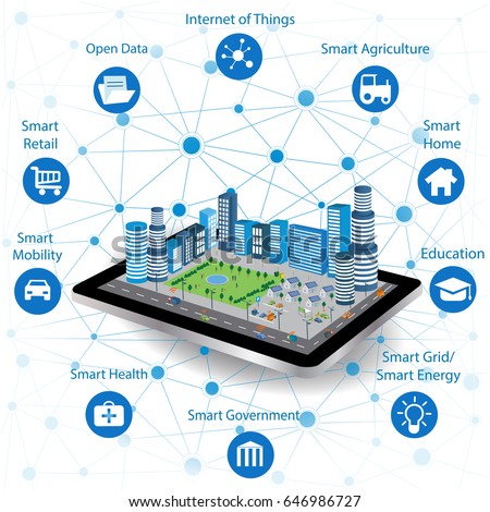 Foto d'archivio: Global Internet Of Things Smart City Concept Vector Illustration