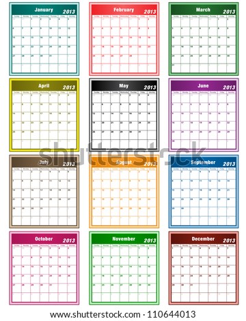 Calendar 2013 Assorted Colors [[stock_photo]] © toots