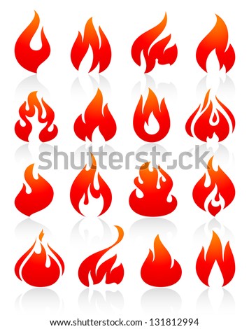 Fire Flames Redish Set Icons Stok fotoğraf © Ecelop