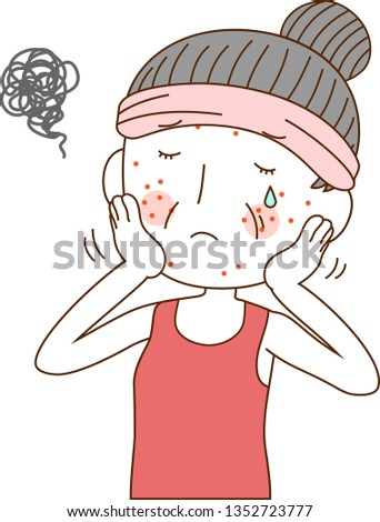 Zdjęcia stock: Illustration Of A Cute Older Woman With Rough Skin With Bubble C