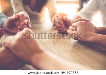 Stock fotó: Crop Man Holding Hands Praying