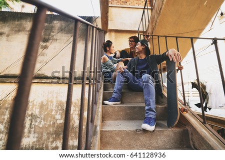 Сток-фото: Teenagers Hanging Out In Urban Slums