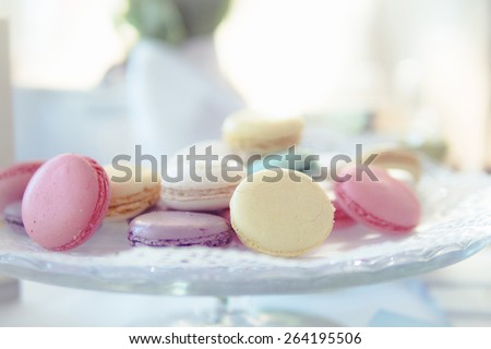 ストックフォト: French Macaroons On Pastel Pink Background Parisian Chic Cafe D