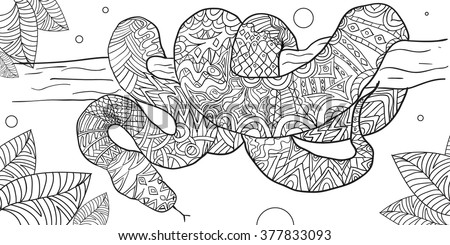 Stok fotoğraf: Zentangle Snake Hand Drawn Decorative Vector Illustration For Coloring