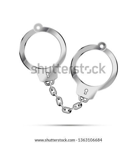 Сток-фото: Realistic Metal Police Handcuffs With Shadow Isolated On White