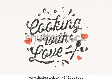 Stock fotó: Cooking With Love Kitchen Poster Kitchen Wall Decor Sign Quote