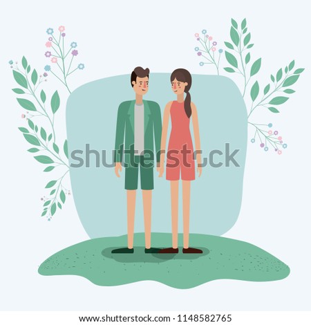 Stok fotoğraf: Happy Couple Standing Together Wedding Vector