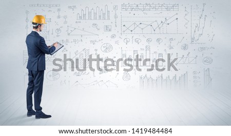 Stock foto: Tablet And Tools With Blueprint Concept