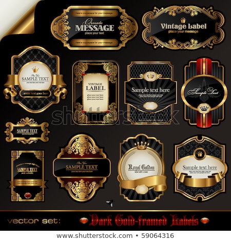 Stok fotoğraf: Vector Set Of Dark Gold Framed Labels