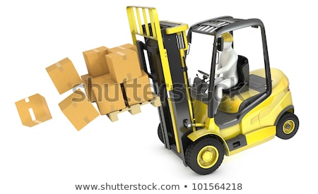 [[stock_photo]]: Overloaded Yellow Fork Lift Truck Falling Forward