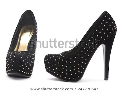 Stock photo: Black Platform Shoes With Studs Isolated On White