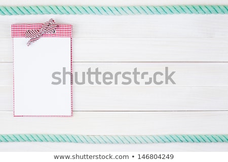 Stockfoto: Old Painted Wooden Plank With Paper Card For Announcement