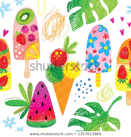 Stock fotó: Seamless Pattern Of Color Hand Drawn Watermelons