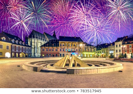 Zdjęcia stock: New Year Fireworks In Brasov Romania