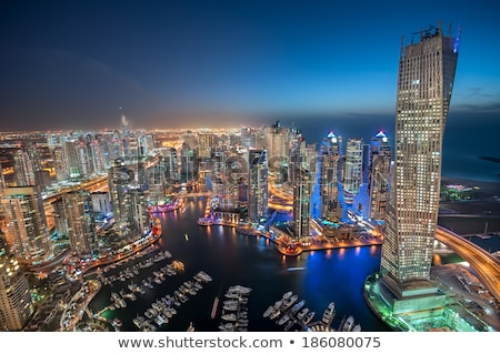 ストックフォト: Dubai Marina Skyscrapers During Night Hours