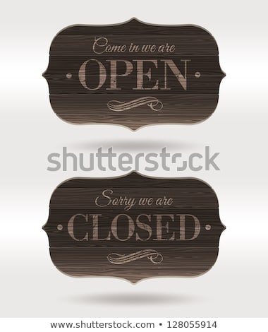 Stockfoto: Closed At An Old Wooden Sign