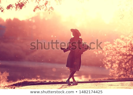 Stock foto: Girl Straw Hat Spring Background