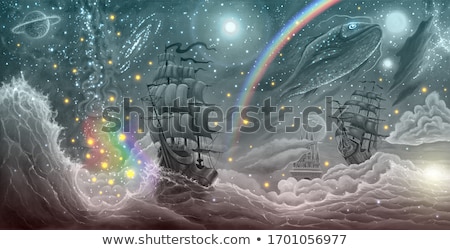 Stockfoto: Colorful Rainbow Oil Painting Star