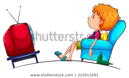 [[stock_photo]]: A Sketch Of A Lazy Boy Watching Tv
