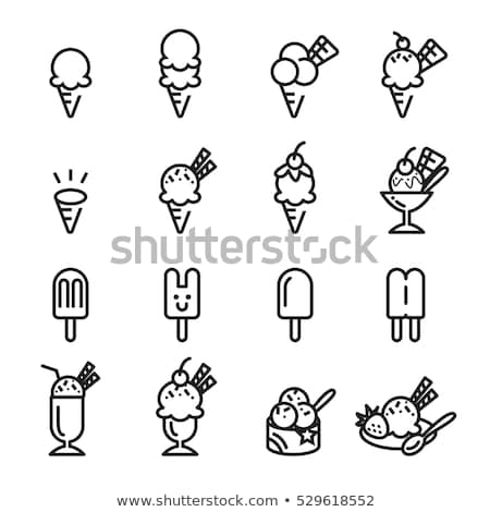 Foto stock: Vector Black And White Ice Cream Icons