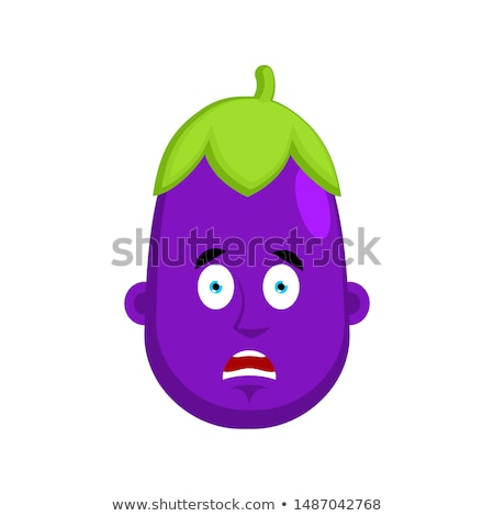 Foto stock: Eggplant Afraid Emotion Avatar Purple Vegetable Fear Of Emoji