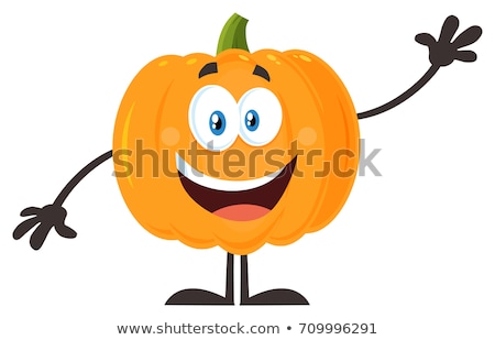 Happy Pumpkin Cartoon Emoji Character Waving Stock foto © HitToon