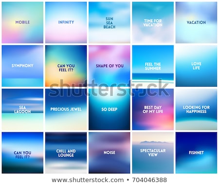 Foto stock: Big Set Of 20 Square Blurred Nature Purple Pink Backgrounds With Various Quotes