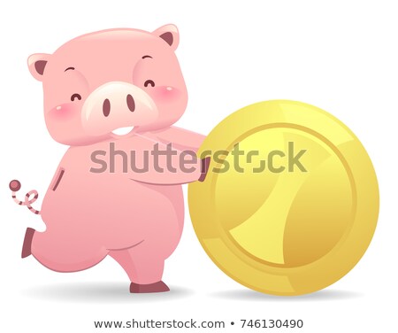 Stok fotoğraf: Piggy Bank Robot Mascot Roll Coin Illustration