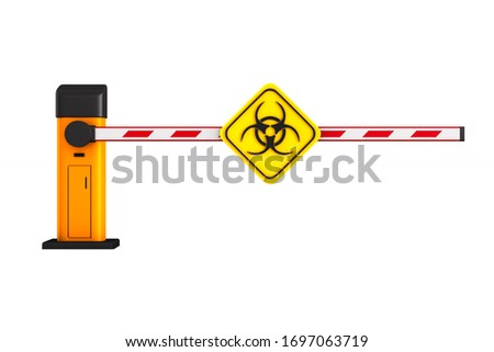 Zdjęcia stock: Closed Automatic Barrier With Symbol Biohazard On White Backgrou