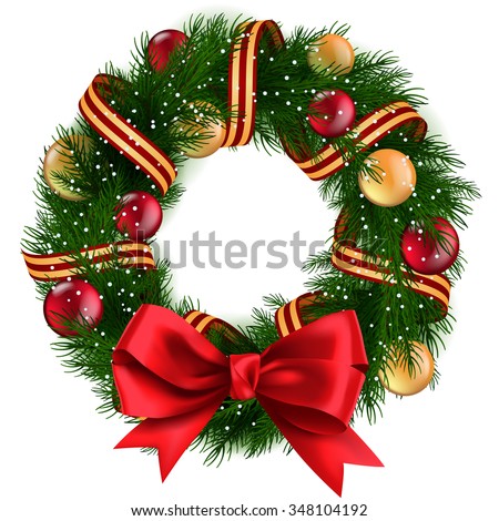Foto stock: Christmas Wreath Frame Vector Green Fir Branches Winter Holida