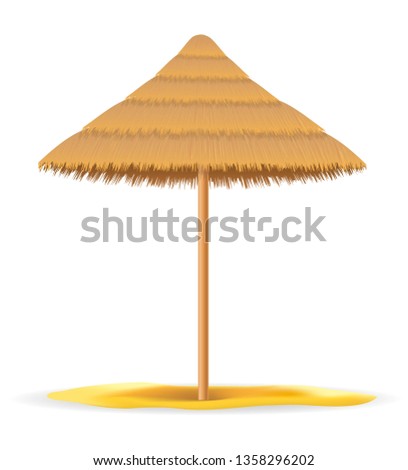 Stockfoto: Beach Umbrella Made Of Straw And Reed For Shade Vector Illustrat