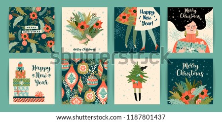 Stockfoto: Vector Christmas Illustration With Snowflakes Design On Clear Background