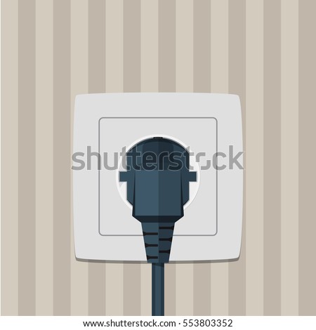 Сток-фото: Black Grey Electrical Power Socket For Computer Or Device Vecto