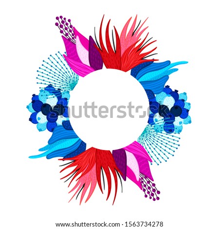 Stock photo: Frame With Beautiful Colorful Flowers Speckled Petals Hand Drawn Plants Floral Arrangement