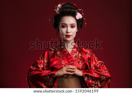 Stock fotó: Image Of Geisha Woman In Traditional Japanese Kimono With Sakura