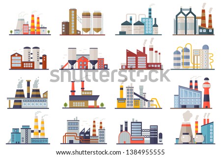 Stock fotó: Factori Or Power Plant Flat Design Of Vector Illustration Manufactory Industrial Building Refinery