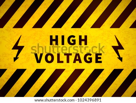 ストックフォト: High Voltage Warning Plate Old Danger Sign With Yellow And Black Stripes