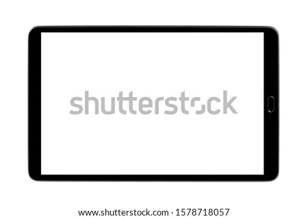 Foto stock: Tablet Pc With Empty White Screen And Black Frame