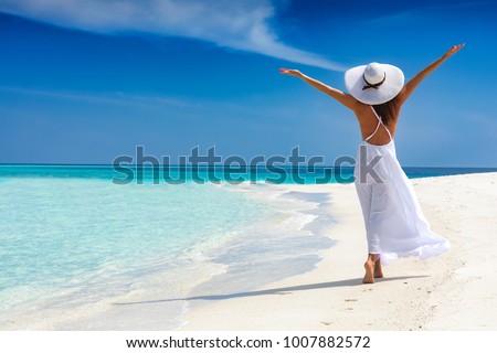 Foto stock: Model At The Beach