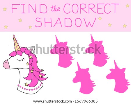 Stockfoto: Children S Educational Game Find Correct Shadow Silhouette Vector Illustration