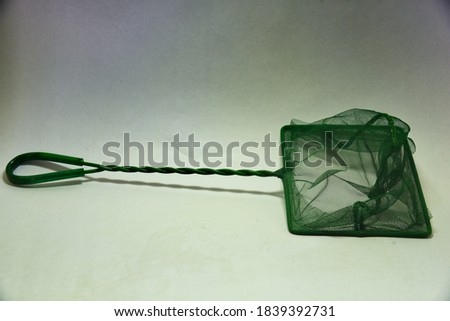 Foto stock: Landing Net For Aquarium Fish Isolated On White Background Vector Cartoon Close Up Illustration