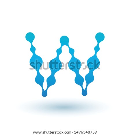 [[stock_photo]]: Water Molecular Initial Letter W Logo Design Fluid Liquid Design Element With Dots And Shadow Stoc