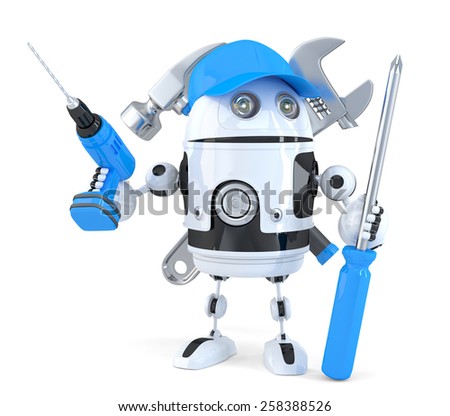 Stok fotoğraf: Construction Robot With Tools Isolated Contains Clipping Path
