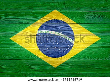 Stock fotó: National Flag Of Brazil On Old White Wood Background